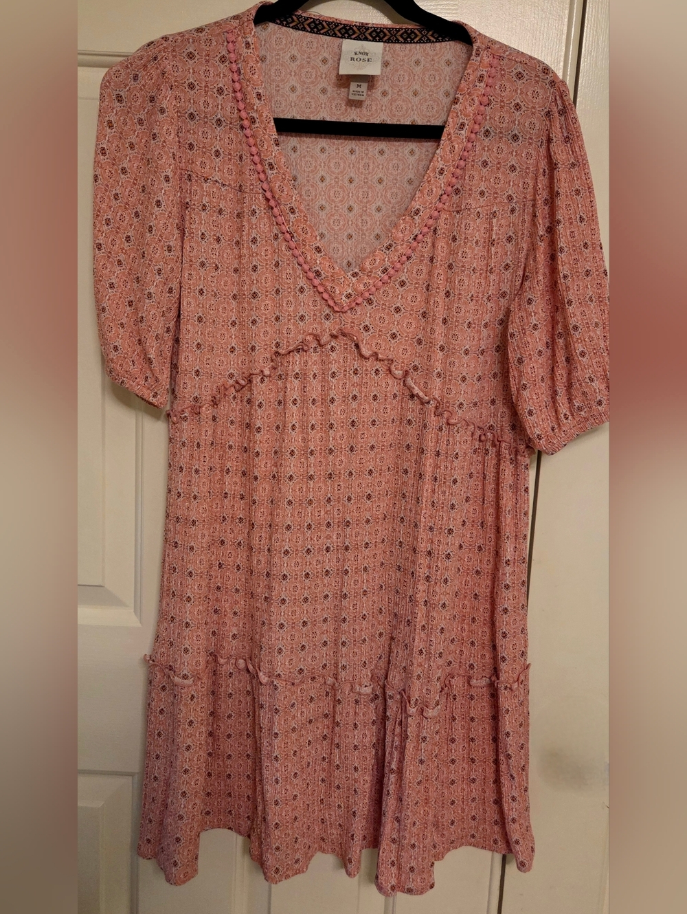 Boho Pink Floral V-Neck Women’s Dress